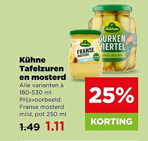 Kühne Tafelzuren en mosterd 25% korting