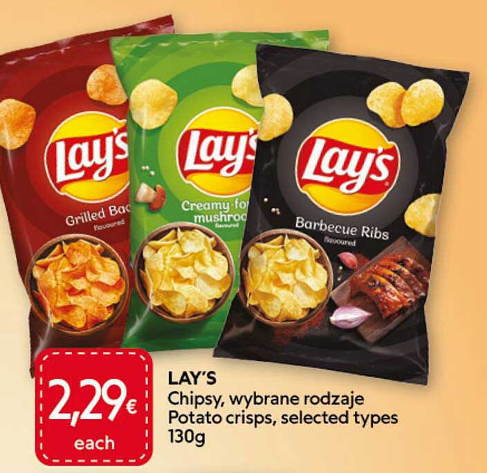 LAY'S Chipsy, wybrane rodzaje Potato crisps, selected types 130g