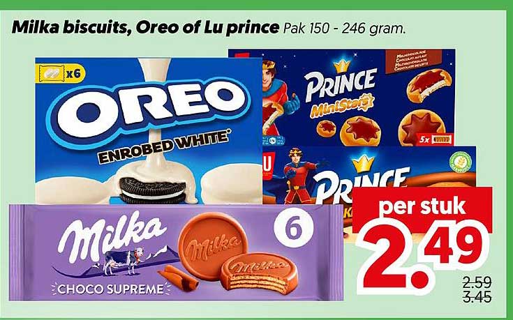 Milka biscuits, Oreo of Lu prince Pak 150 - 246 gram per stuk