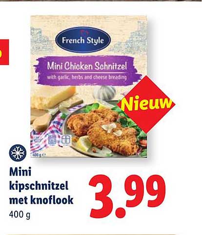Mini kipschnitzel met knoflook 400 g Nieuw