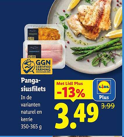 Pangasiusfilets In de varianten naturel en kerrie 350-365 g