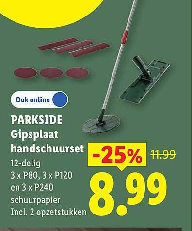 PARKSIDE Gipsplaat handschuursset 12-delig -25%