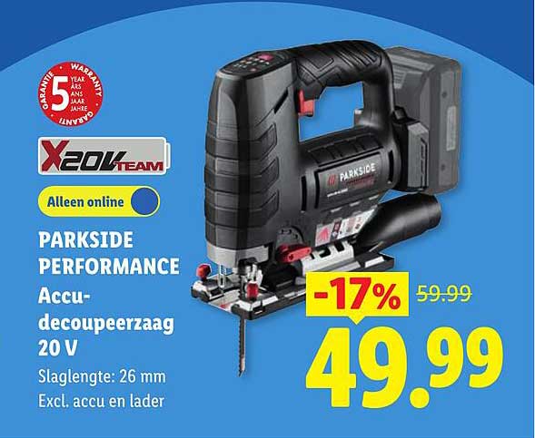 PARKSIDE PERFORMANCE Accu-decoupeerzaag 20 V
