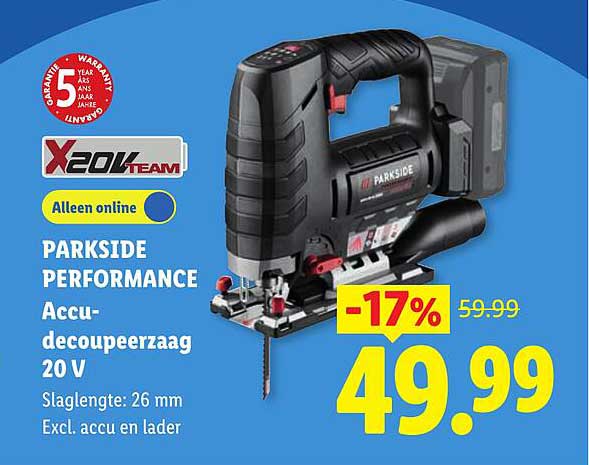 PARKSIDE PERFORMANCE Accu-decoupeerzaag 20 V