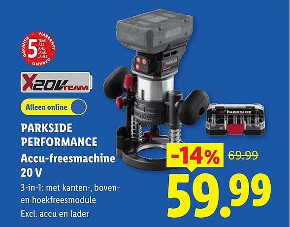PARKSIDE PERFORMANCE Accu-freesmachine 20 V -14%