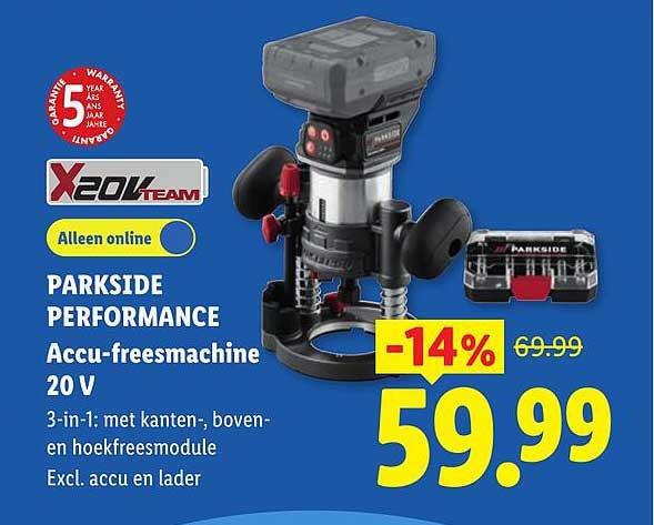 PARKSIDE PERFORMANCE Accu-freesmachine 20 V Alleen online