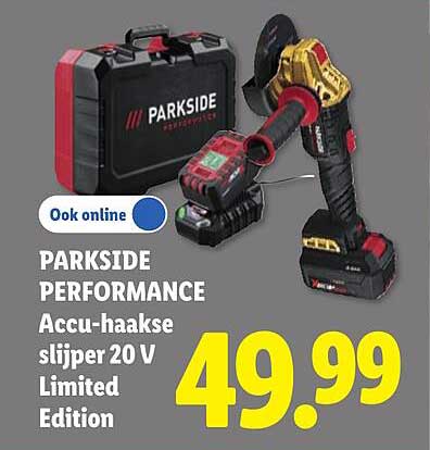 PARKSIDE PERFORMANCE Accu-haakse slijper 20 V Limited Edition