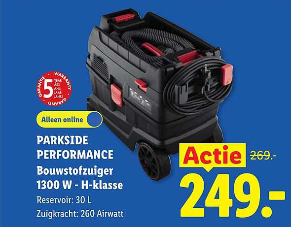 PARKSIDE PERFORMANCE Bouwstofzuiger 1300 W - H-klasse