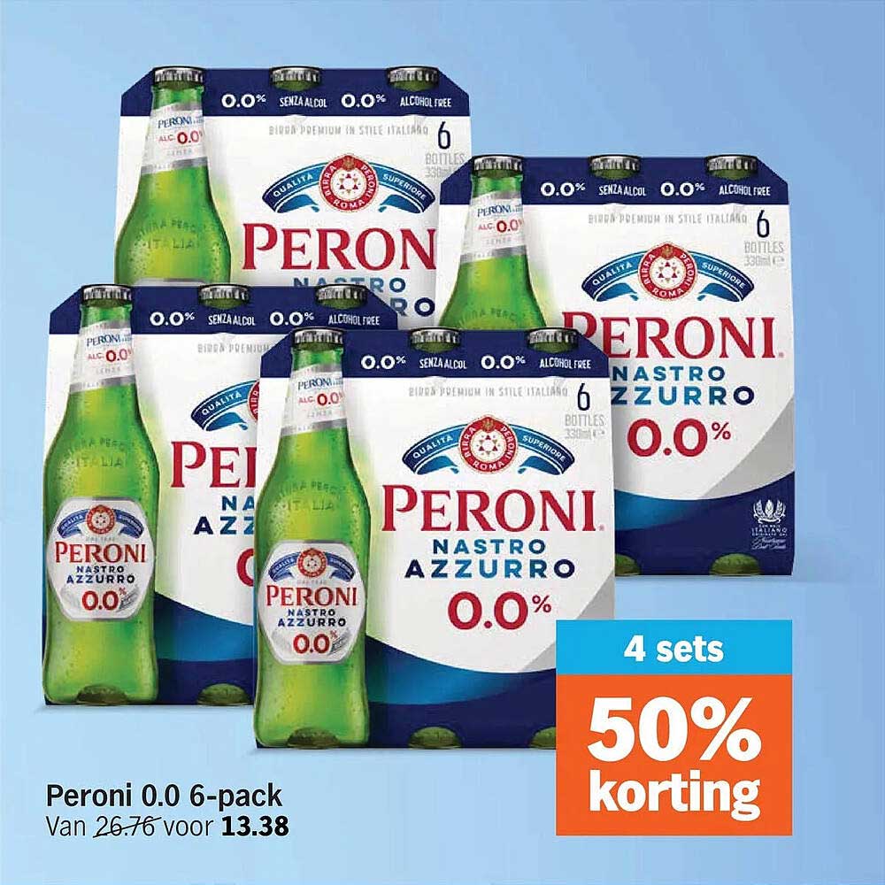 Peroni 0.0 6-pack 4 sets 50% korting