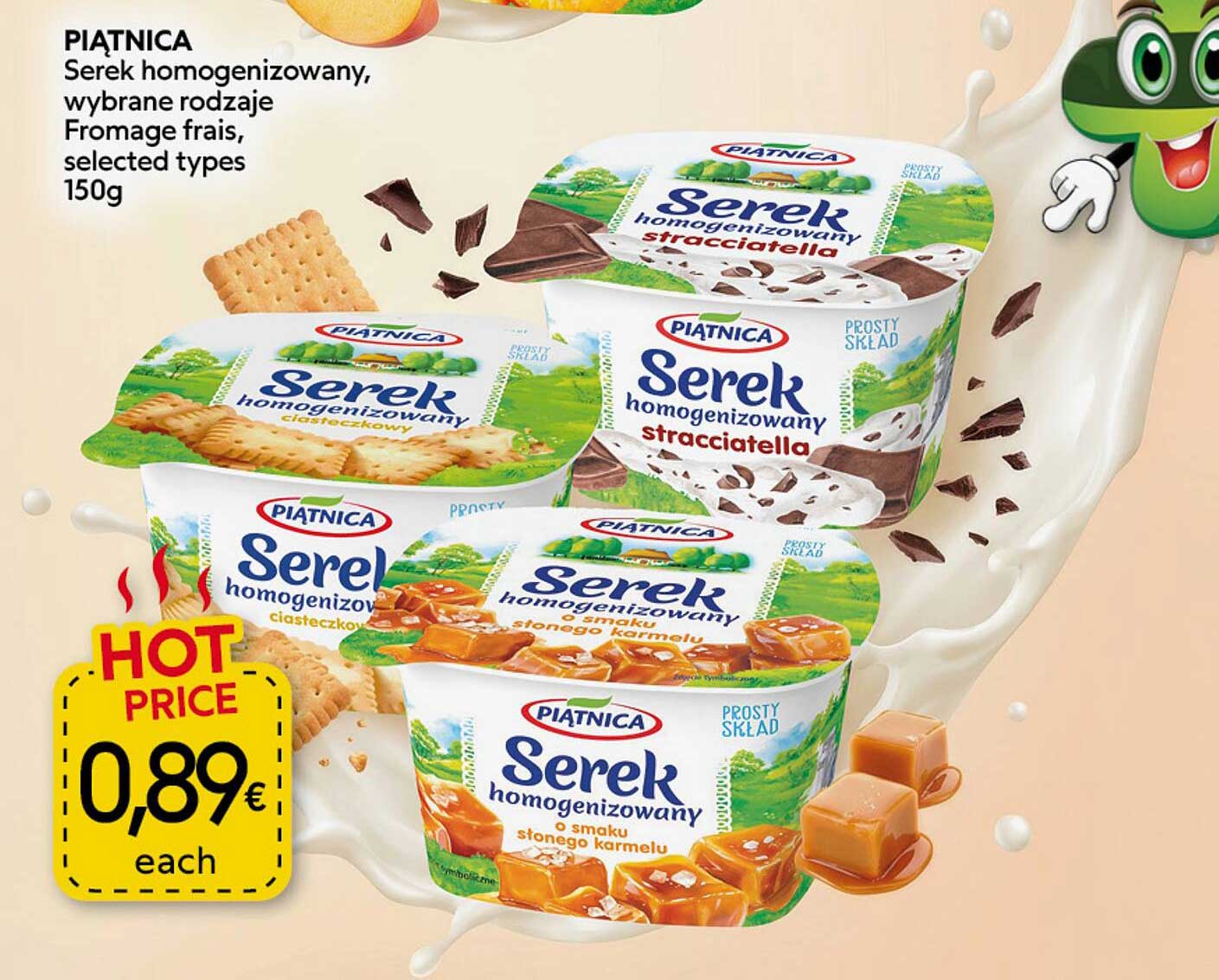 PIATNICA Serek homogenizowany, wybrane rodzaje Fromage frais, selected types 150g