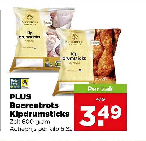 PLUS Boerderijtrots Kipdrumsticks Zak 600 gram
