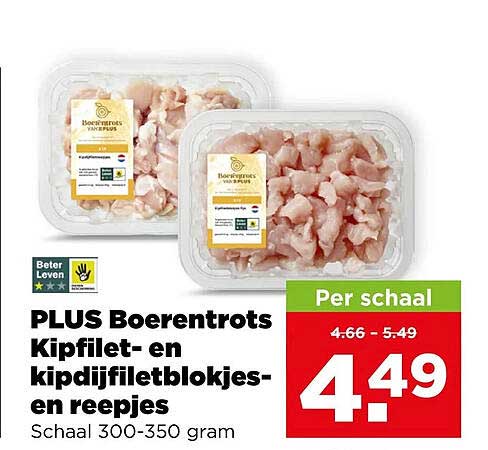 PLUS Boerentrots Kipfilet- en kipdijfiletblokjes- en reepjes