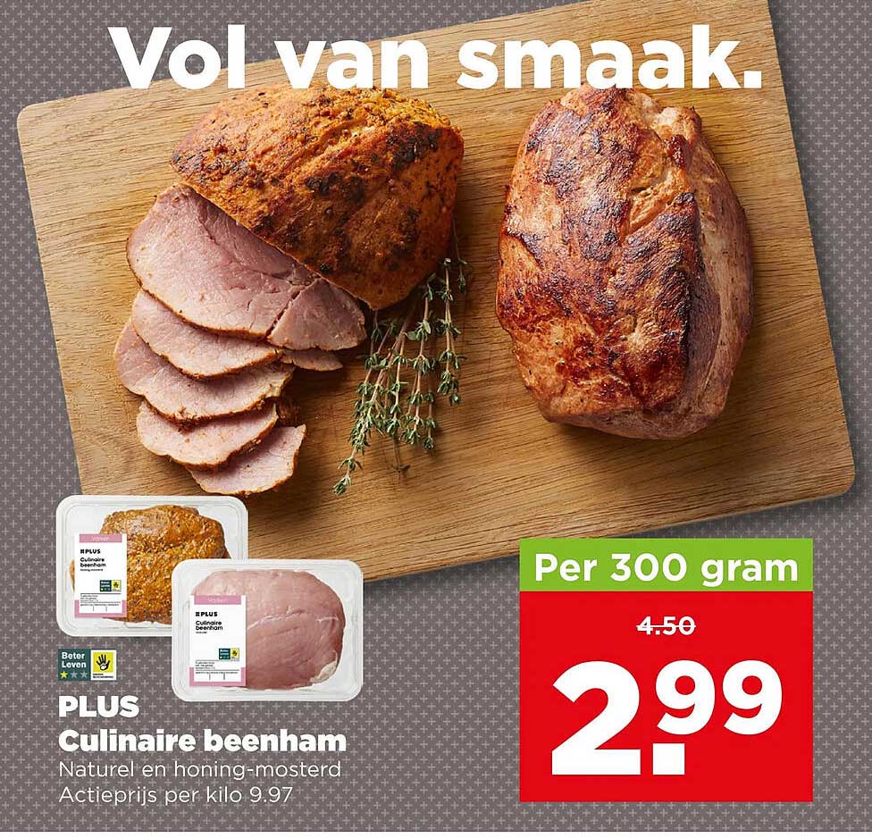 PLUS Culinair beenham Natuur en honing-mosterd