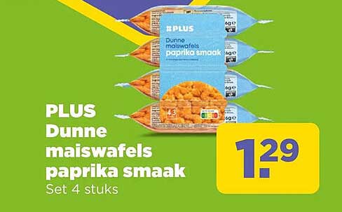 PLUS Dunne maiswafels paprika smaak Set 4 stuks