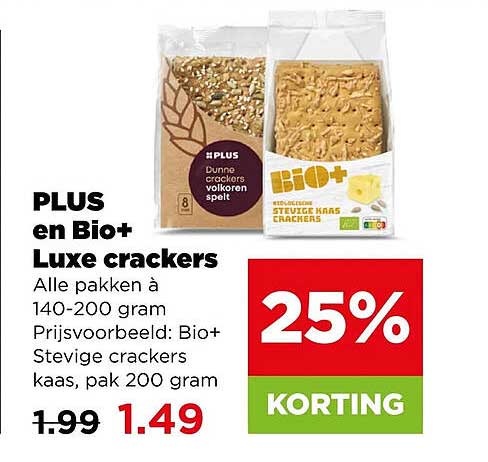 PLUS en Bio+ Luxe crackers