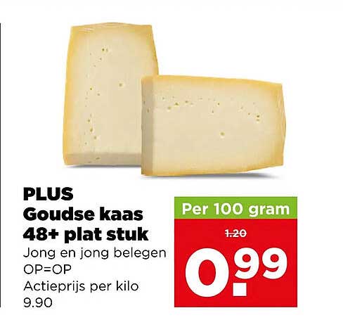 PLUS Goudse kaas 48+ plat stuk