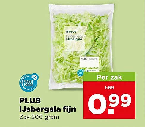 PLUS IJsbergsla fijn Zak 200 gram
