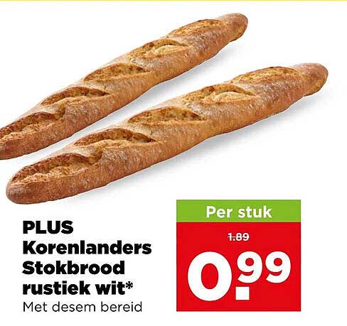 PLUS Korenlanders Stokbrood rustiek wit*