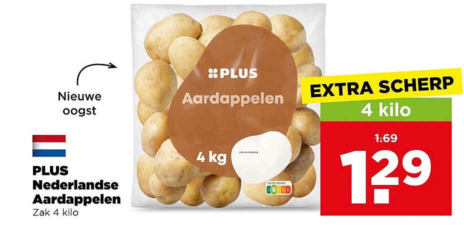 PLUS Nederlandse Aardappelen Zak 4 kilo EXTRA SCHERP 4 kilo