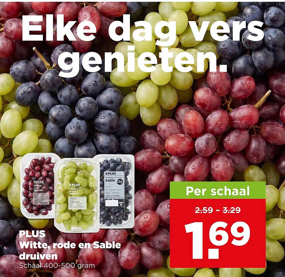 PLUS Witte, rode en Sable druiven