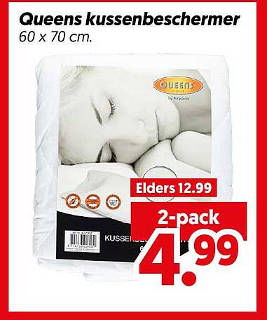 Queens kussenbeschermer 60 x 70 cm. 2-pack