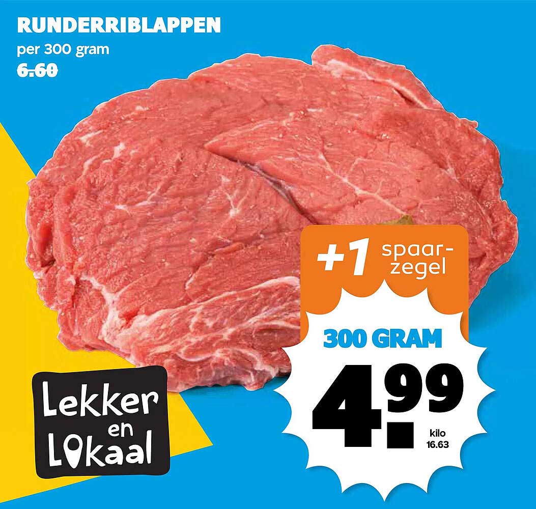 Runderriblappen per 300 gram +1 spaarzegel