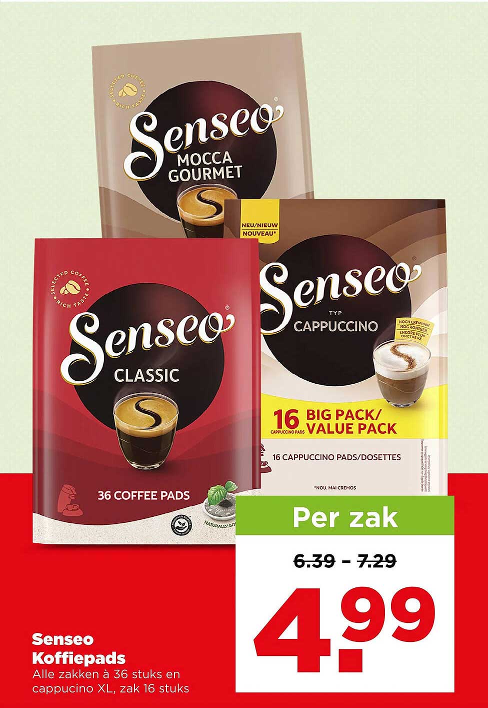 Senseo Koffiepads Alle zakken à 36 stuks en cappucino XL, zak 16 stuks