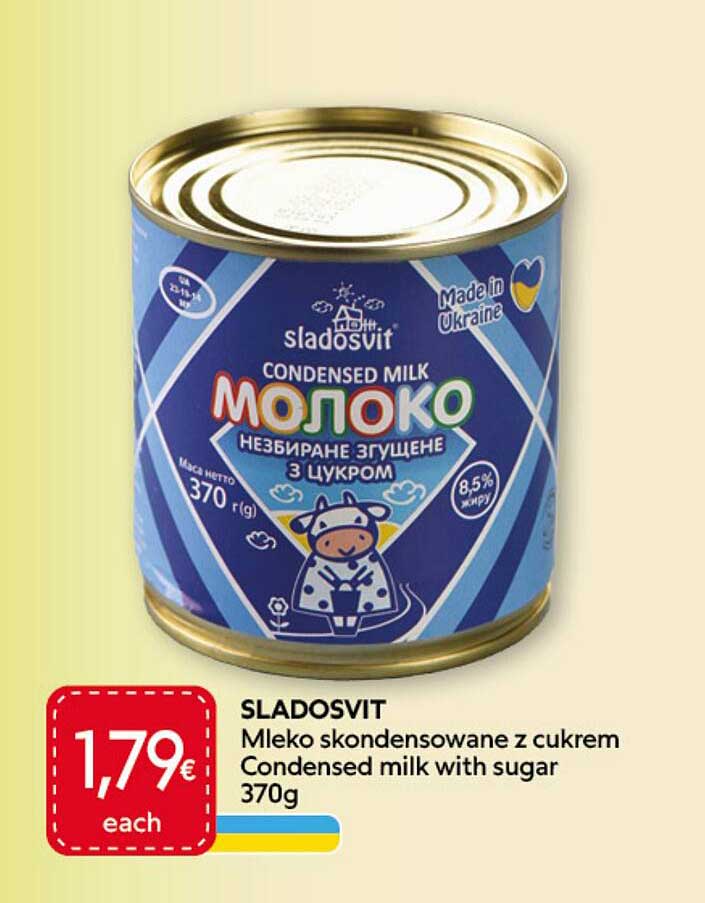 SLADOSVIT Mleko skondensowane z cukrem Condensed milk with sugar 370g