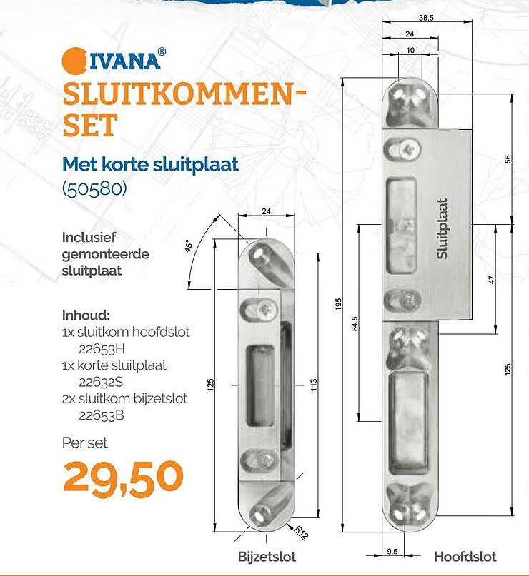 SLUITKOMMEN-SET Met korte sluitplaat (50580)