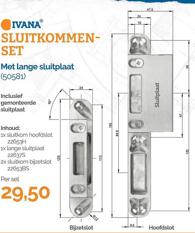 SLUITKOMMEN-SET Met lange sluitplaat (50581)