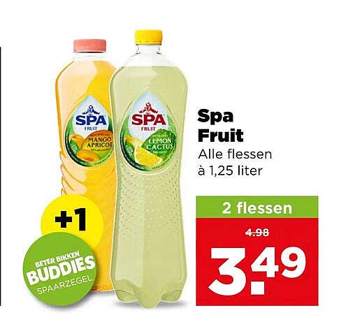 Spa Fruit Alle flessen à 1,25 liter 2 flessen