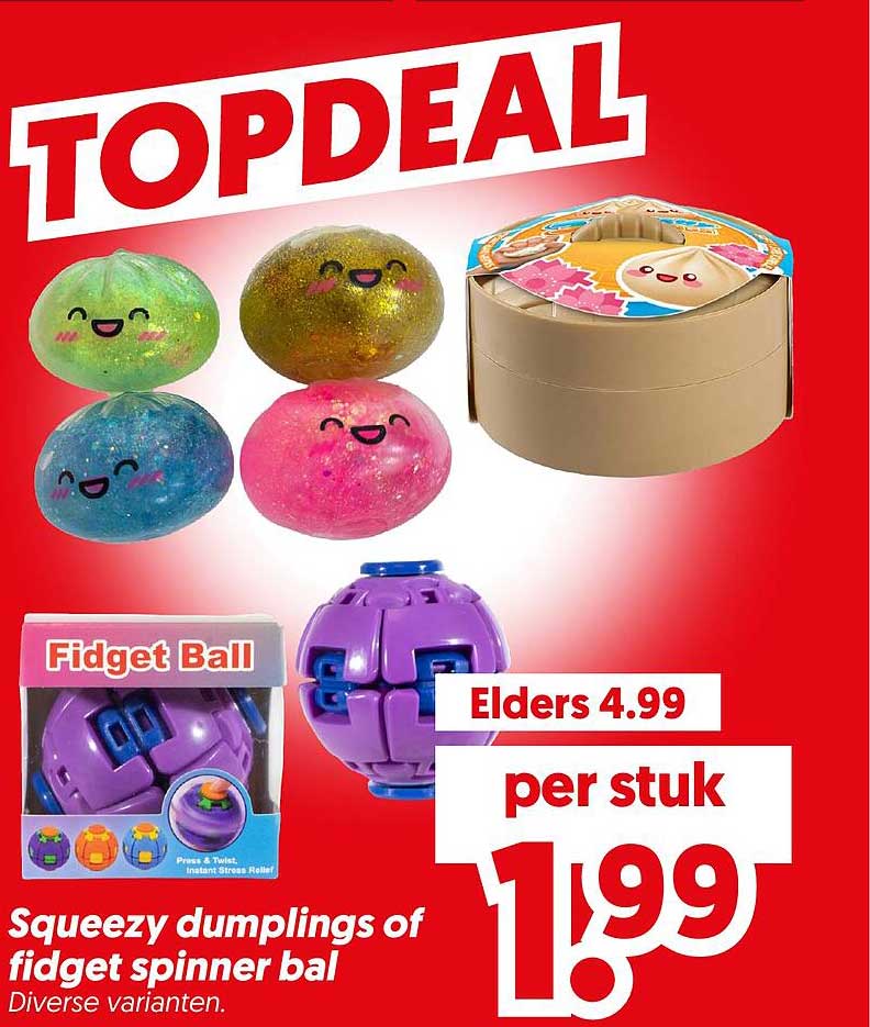 Squeezy dumplings of fidget spinner bal