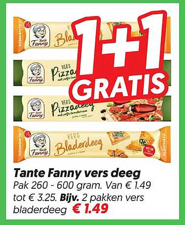 Tante Fanny vers deeg 1+1 gratis
