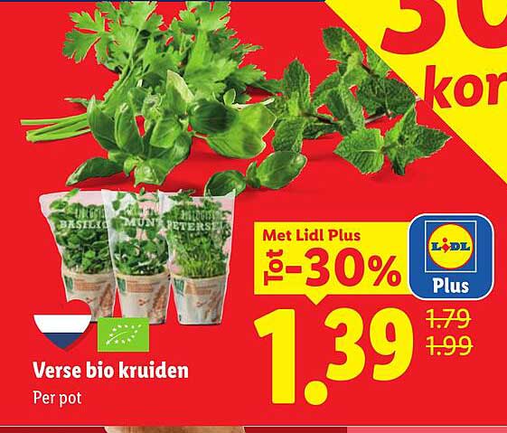 Verse bio kruiden Per pot Met Lidl Plus Tot -30%
