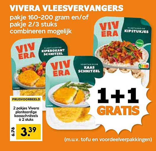 Vivera vleesvervangers 1+1 gratis