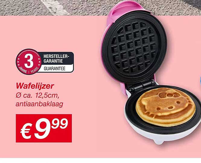 Wafelijzer Ø ca. 12,5cm, antiaanbaklaag
