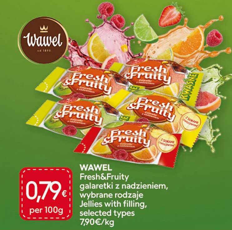 WAWEL Fresh&Fruity galaretki z nadzieniem, wybrane rodzaje Jellies with filling, selected types