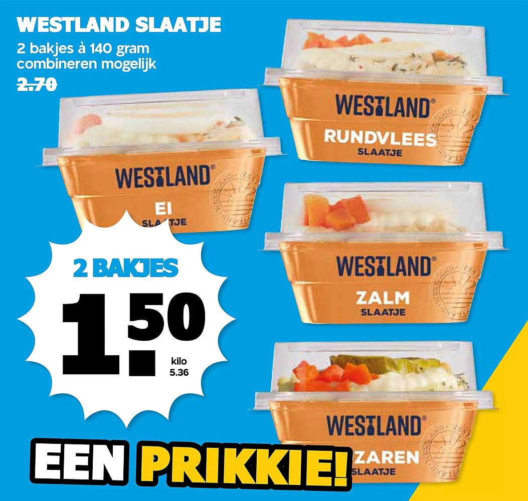 WESTLAND SLAATJE 2 bakjes à 140 gram combineren mogelijk 2 BAKJES