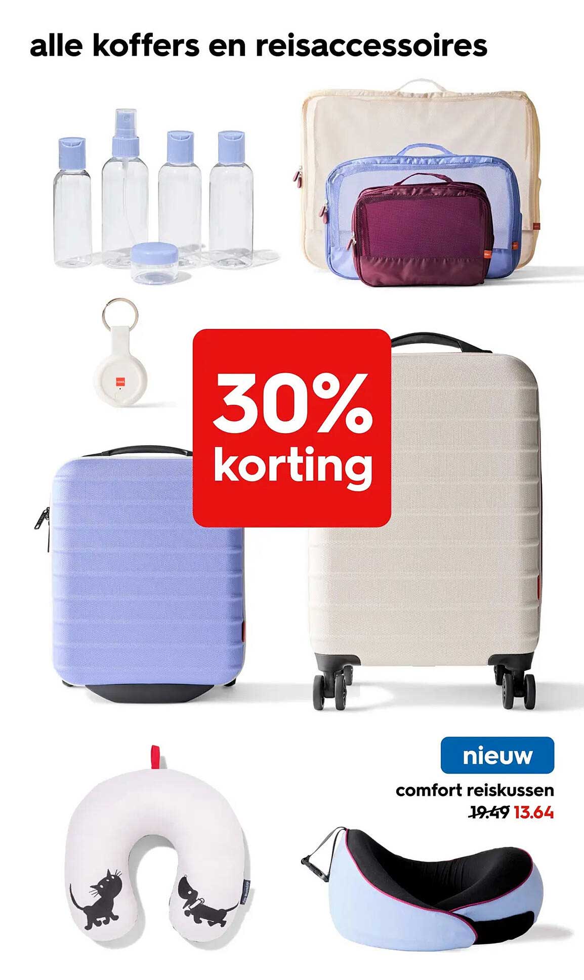 alle koffers en reisaccessoires 30% korting