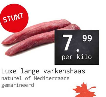 Luxe lange varkenshaas naturel of Mediterraans gemarineerd
