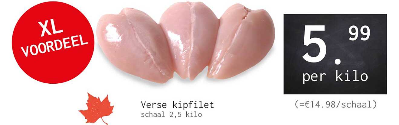 Verse kipfilet schaal 2,5 kilo XL VOORDEEL