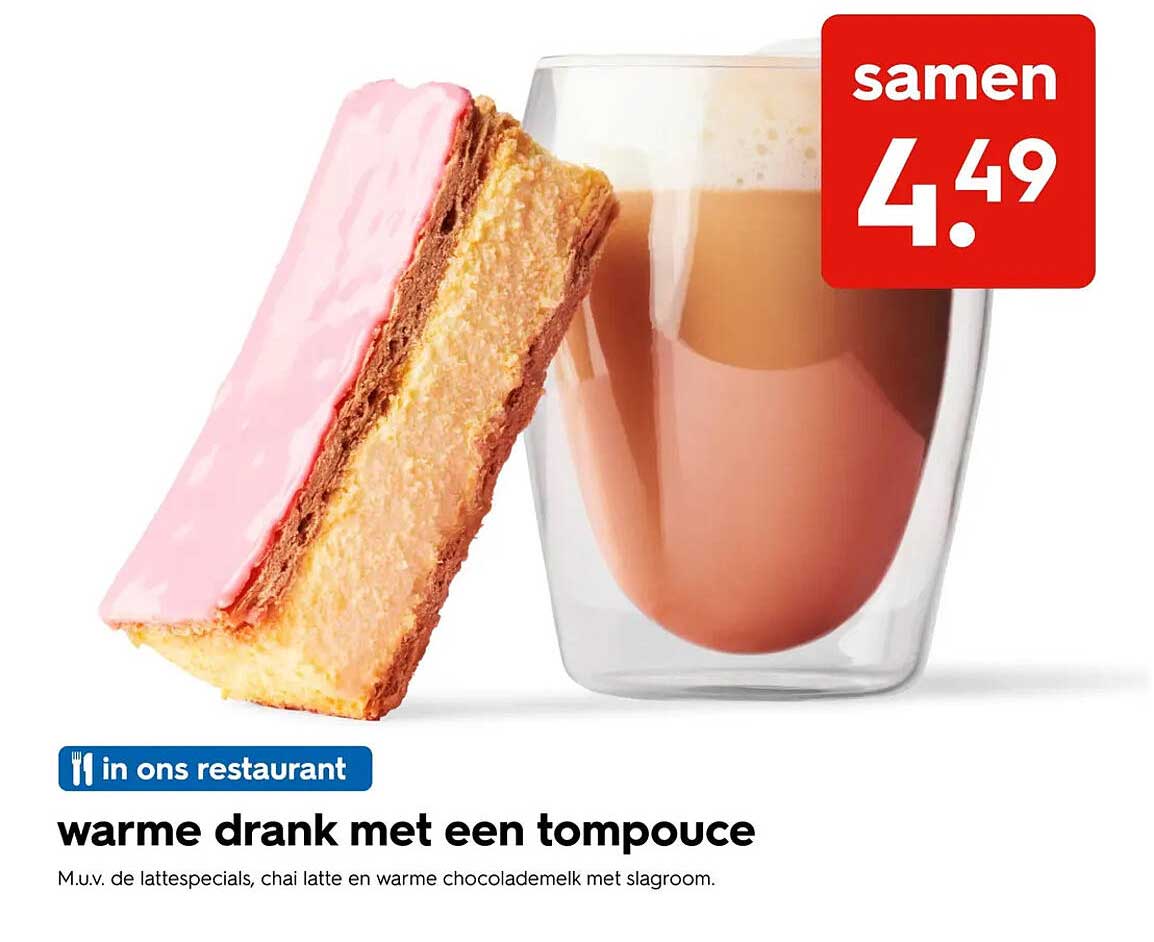 warme drank met een tompouce