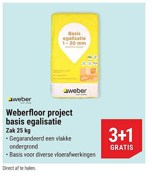 Weberfloor project basis egalisatie Zak 25 kg 3+1 GRATIS