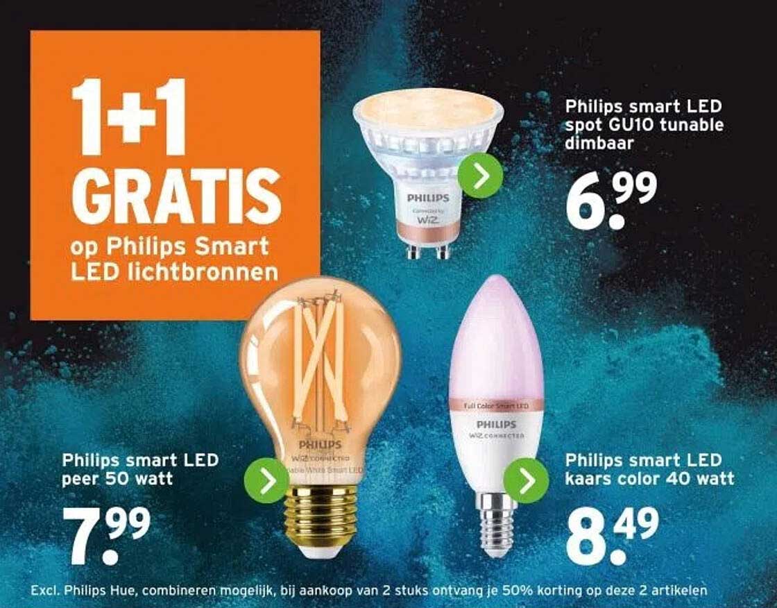 1+1 GRATIS op Philips Smart LED lichtbronnen