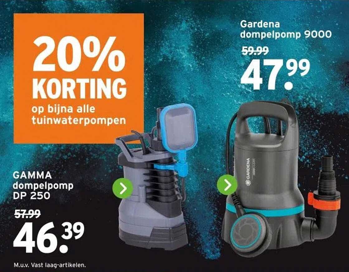 20% KORTING op bijna alle tuinwaterpompen