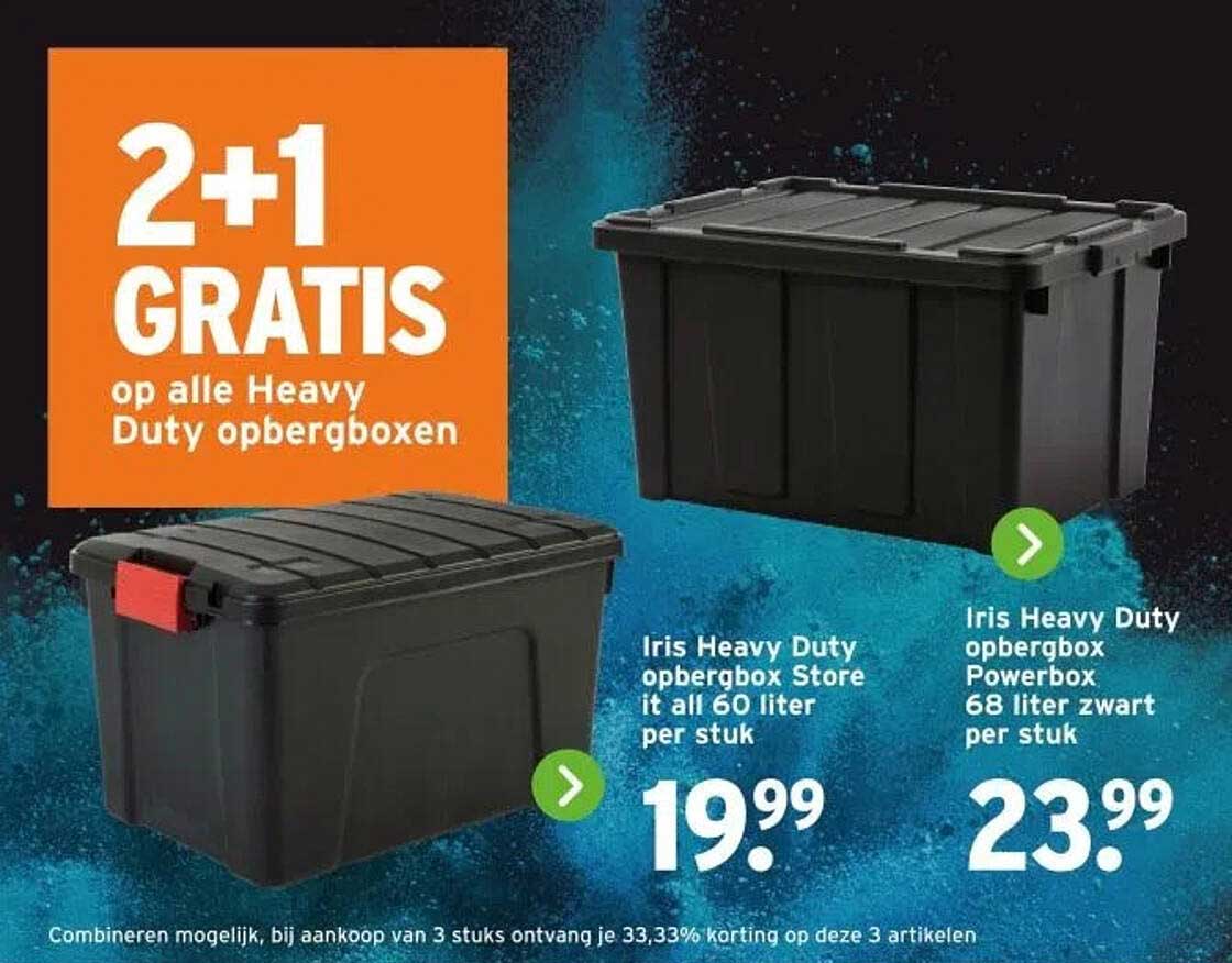 2+1 GRATIS op alle Heavy Duty opbergboxen