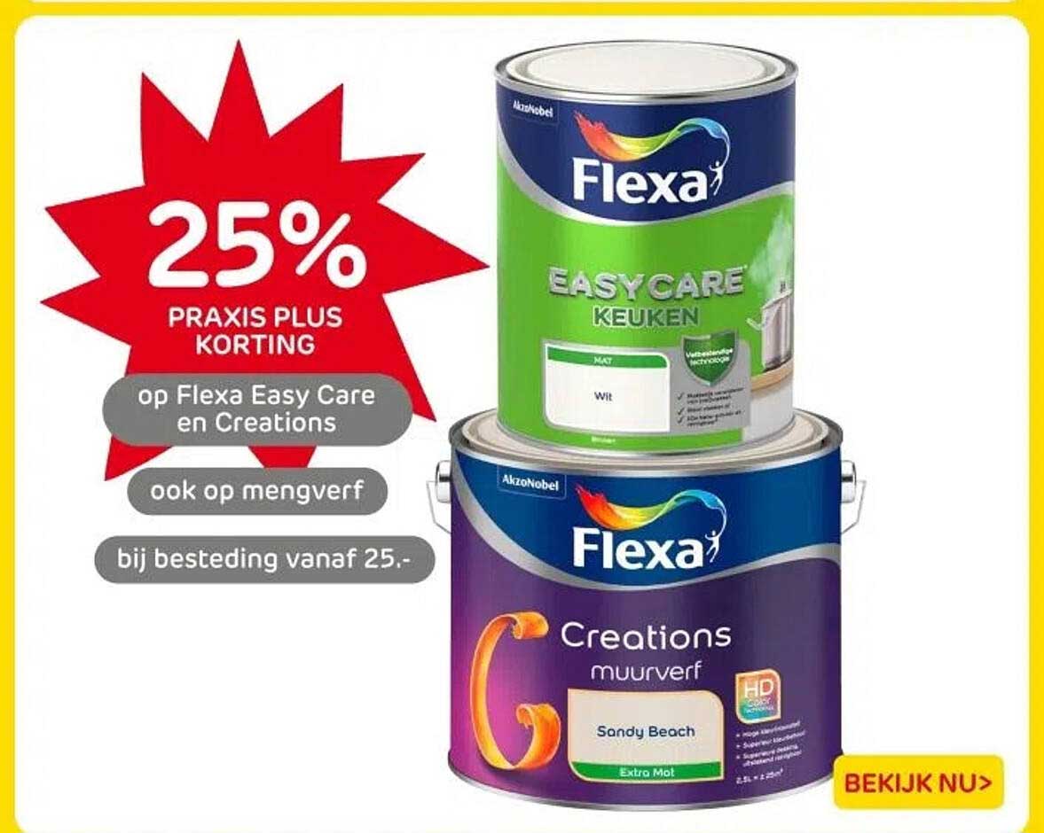 25% PRAKIS PLUS KORTING op Flexa Easy Care en Creations