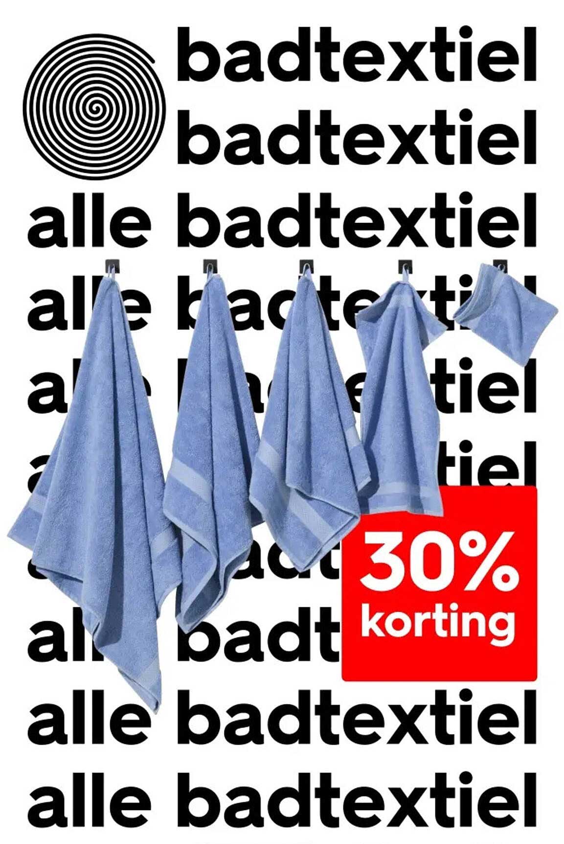 30% korting op alle badtextiel