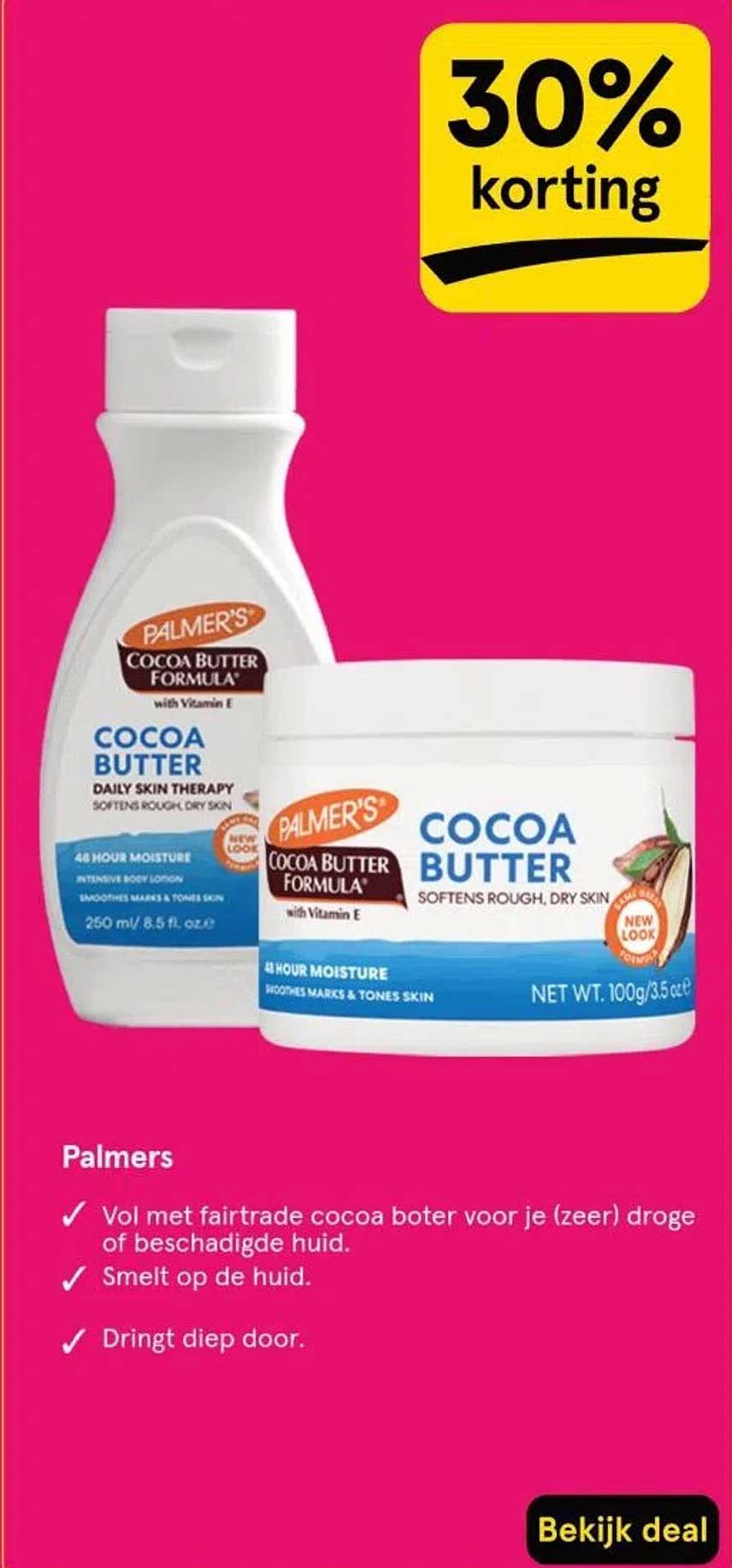 30% korting op Palmers Cocoa Butter