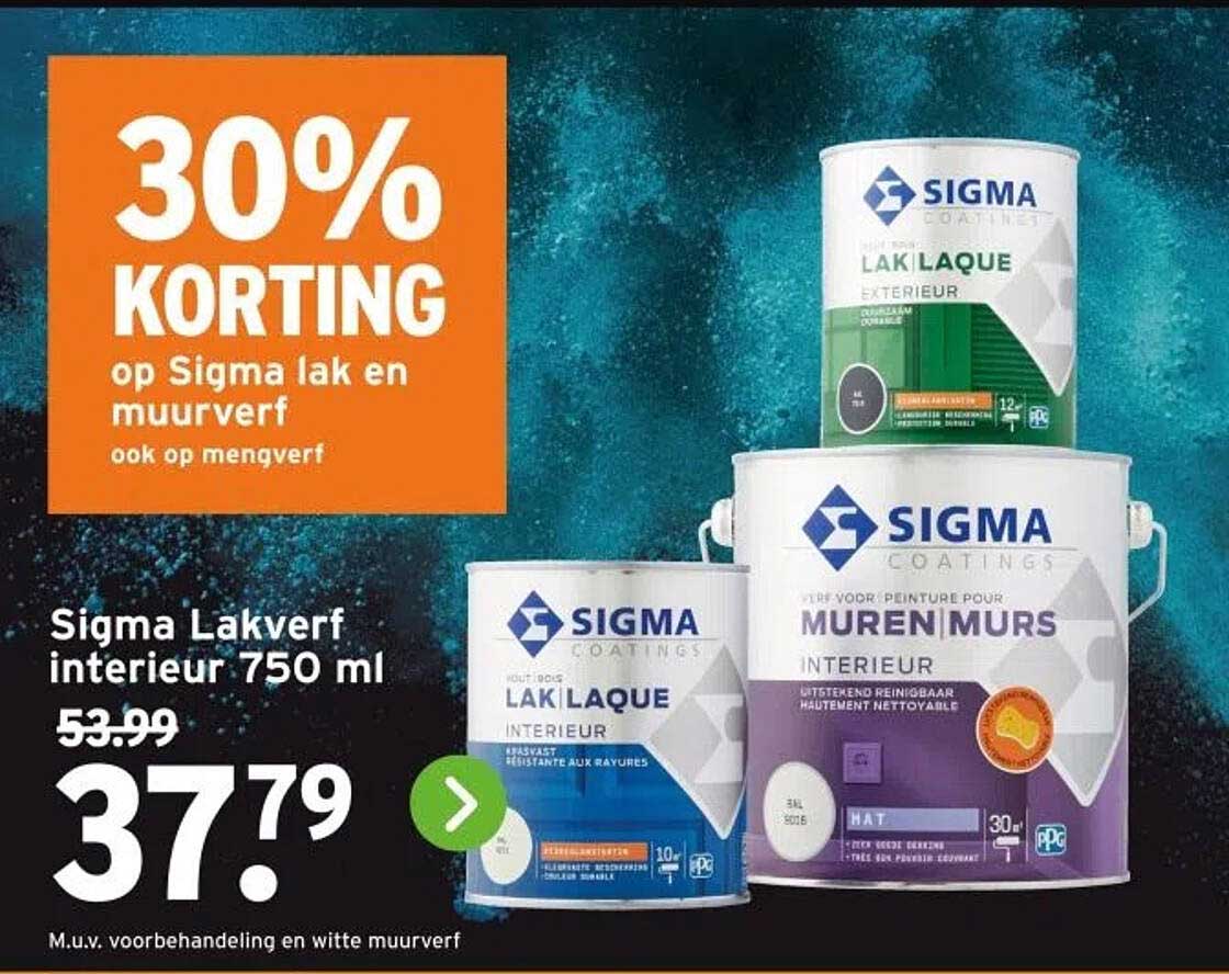 30% KORTING op Sigma lak en muurverf